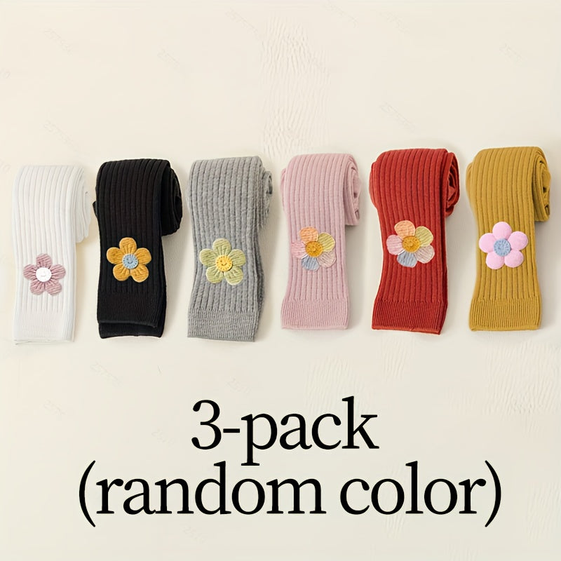 Girls Floret Pantyhose Toddler Solid Knitted Leggings Spring Fall