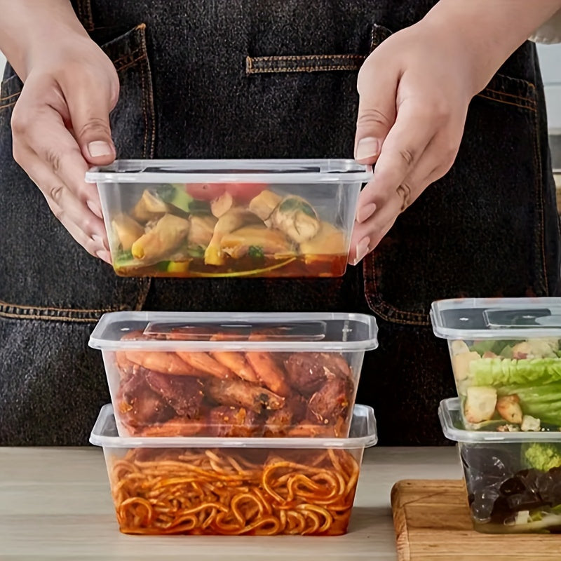 Disposable Square Takeaway Boxes with Lids, Leak-proof, Microwave Safe, 18/35/51 Pack