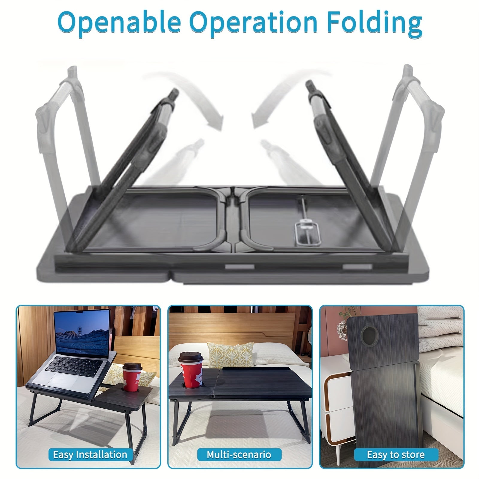 5 pozitsiyali lap stoli, stakan ushlagichi va sirpanishga qarshi chiziq bilan, ko'p funksiyali egiluvchan o'qish stoli, portativ noutbuk stoli, yotoq ish stoli, uy ofisi stoli.