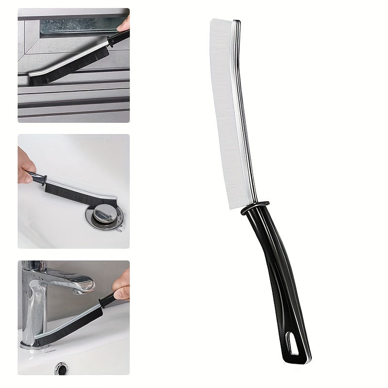 Set of 3 Hard Bristle Gap Cleaning Brushes with Ergonomic Handles for Bathroom and Household Cleaning