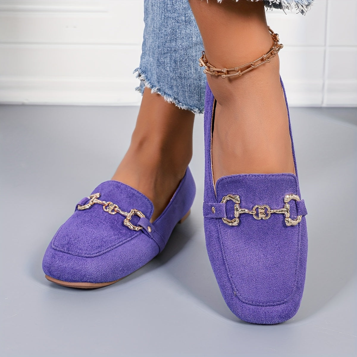 Women's Fleece Flat Moccasin Loafers Slip-On Casual Shoes for All Seasons