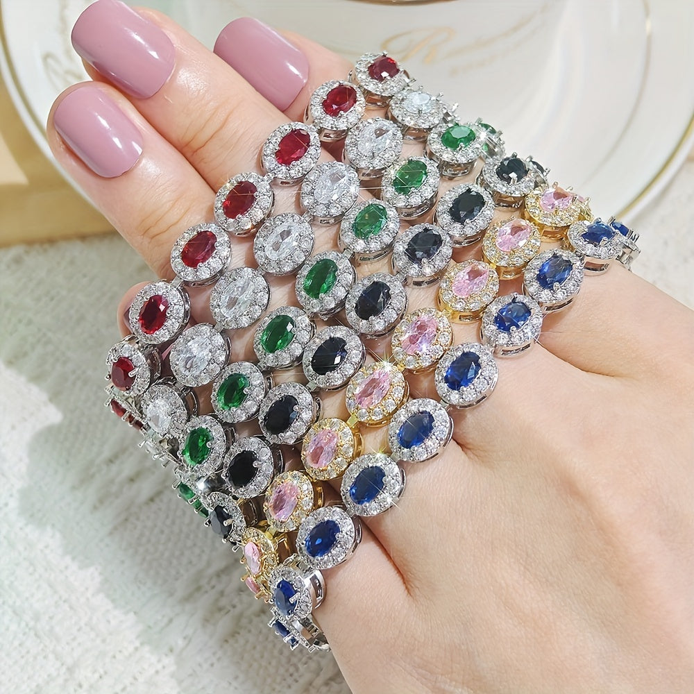 Vintage-Inspired Oval Cubic Zirconia Bracelet for Women Wedding Party Gift