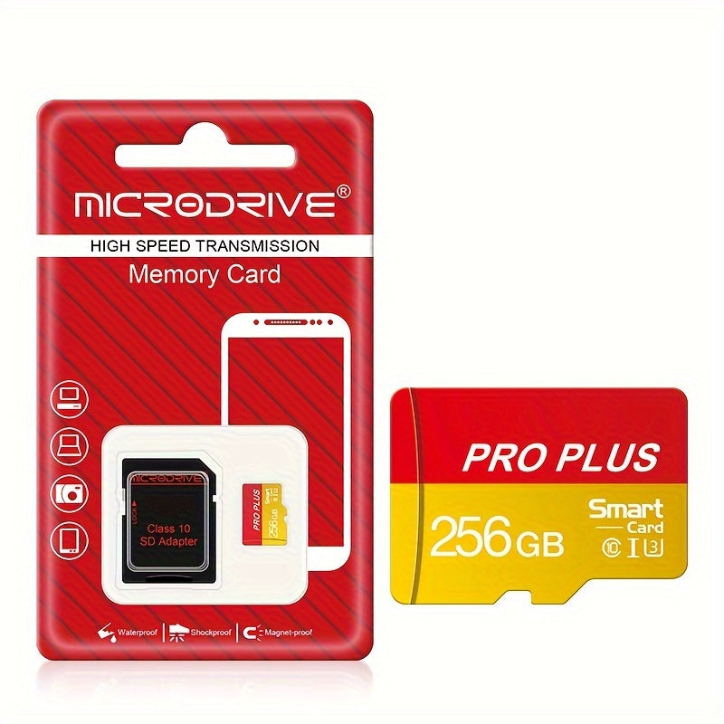 256GB карта MicroSD класса UHS-I 10 U3 для 4K HD с адаптером SD в желтом и красном