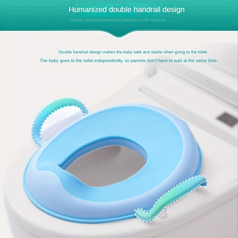 Asiento de inodoro para bebé con asas de cojín de TPE suave, tapete de entrenamiento removible para niños y niñas