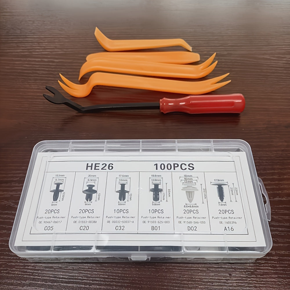 105pcs Universal Car Push Retainer Clips Nylon Fasteners Set for Vehicle Trim
