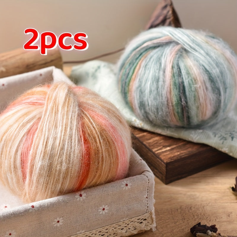 Gradient Wool Yarn 2 Bundles 100g 350m Multicolor Horse Sea for Knitting Scarves Hats