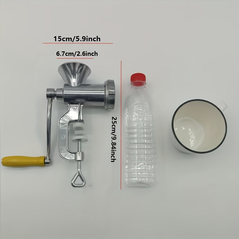 1 dona zanglamaydigan po'latdan yasalgan qo'lda go'sht maydalagich, qisqichlar bilan, qo'l vintli, oshxona uchun go'sht va sabzavotlarni maydalash uchun qurol