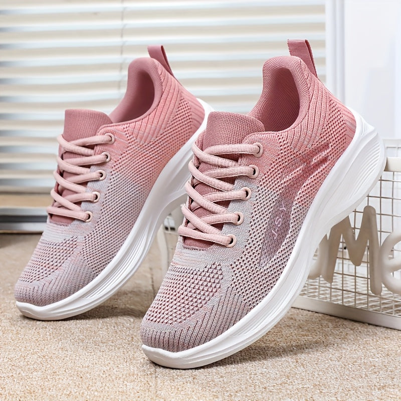 Women’s Mesh Casual Sneakers Lightweght Low-Top Lace-Up Beige