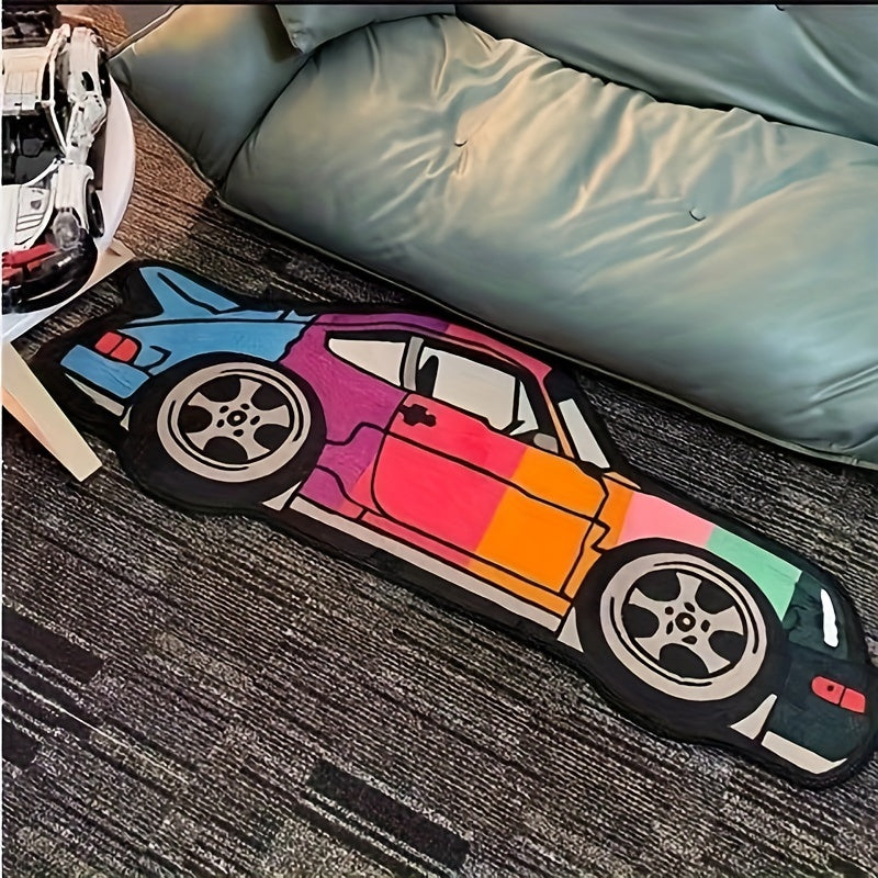Irregular Color Car Pattern Floor Mat Soft Waterproof Non-slip Area Rug