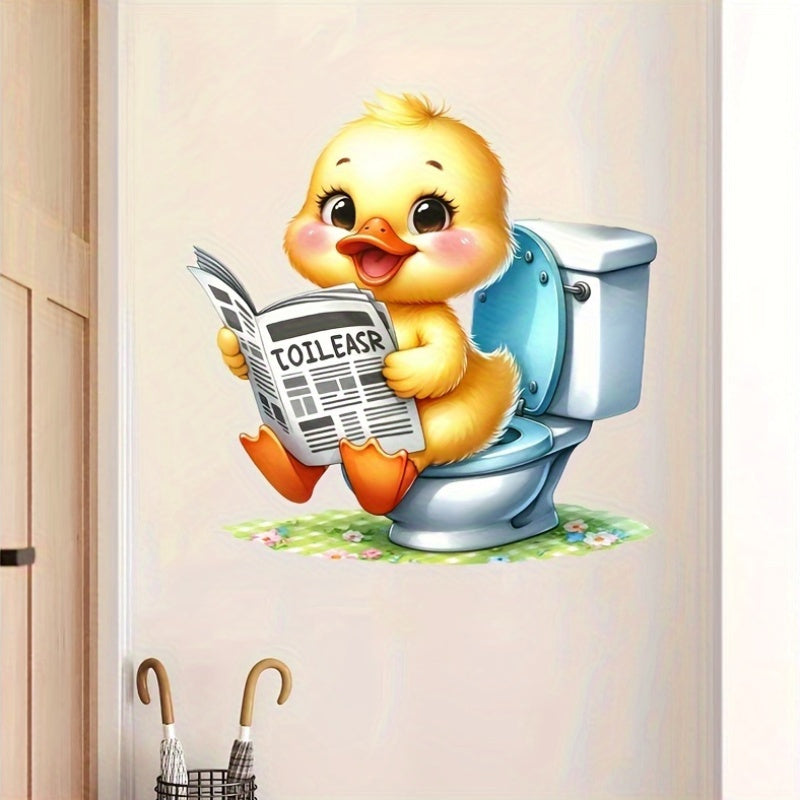 Cute Duckling Bathroom Decal Waterproof Self-Adhesive Animal Theme Square Reusable Decor