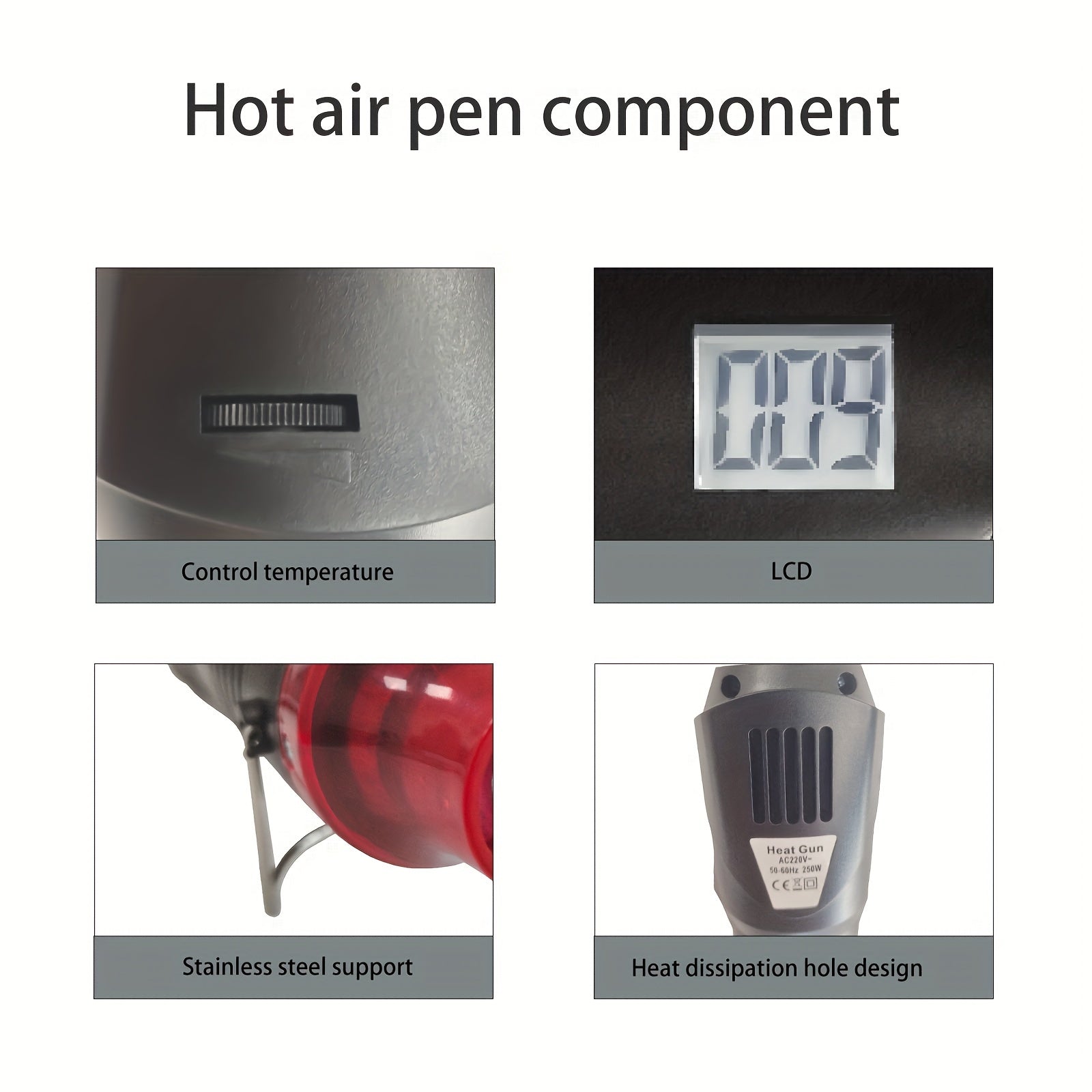 Mini 300W Hot Air Gun with Digital Display for Epoxy Resin Bubble Removal Drying and Shrink Packaging