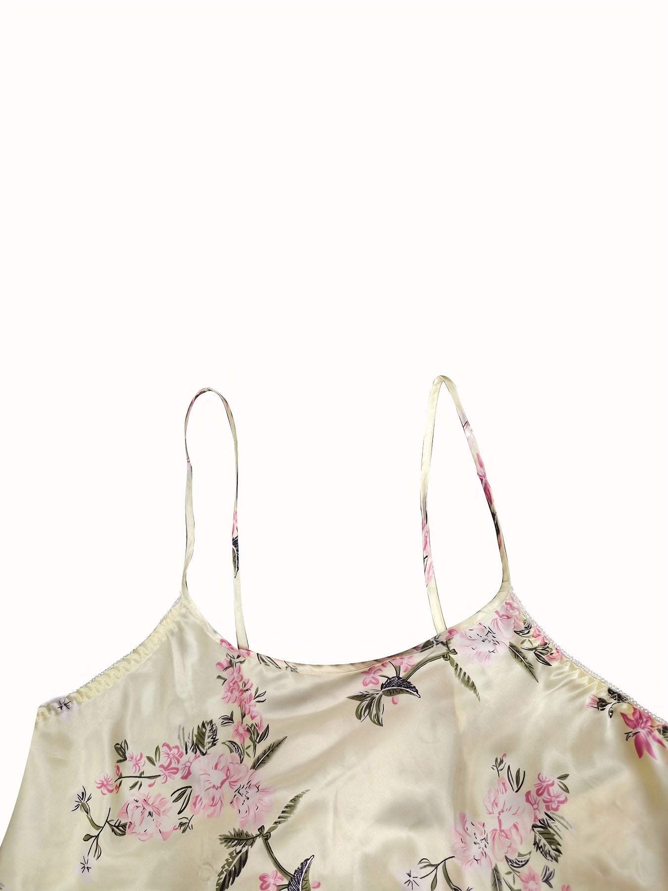 Ayollar uchun satindan yasalgan gul naqshli kamy shorts pijama to'plami dam olish kiyimlari