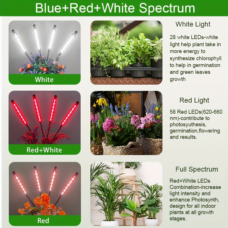 Adjustable Full Spectrum LED Plant Grow Light with Dimmable Fill Light for Indoor Gardens