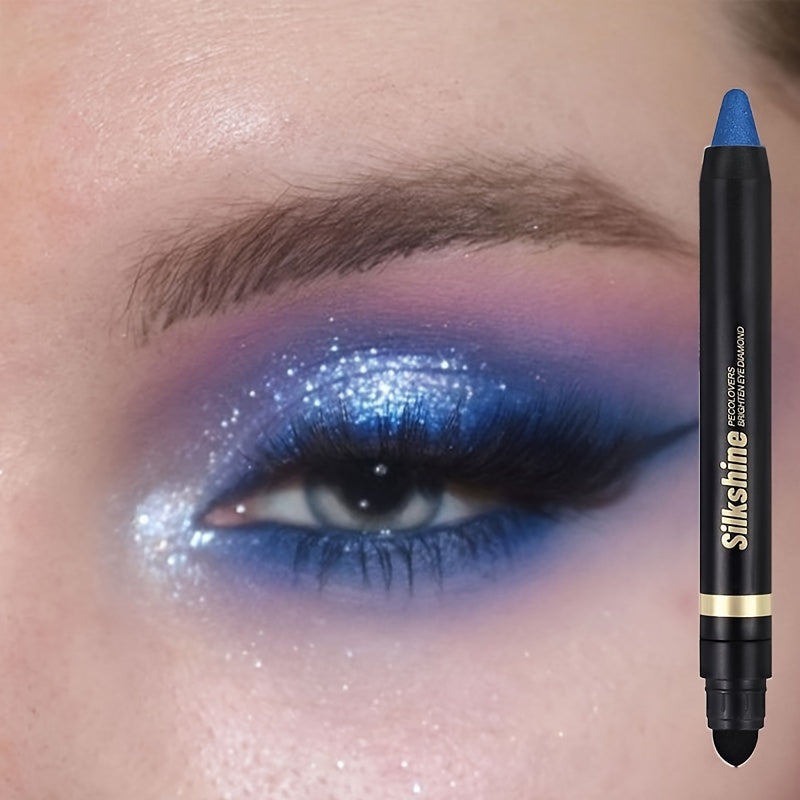Lápiz de sombra de ojos metálico de doble punta, lápiz iluminador, de larga duración, verde, marrón, gris, azul