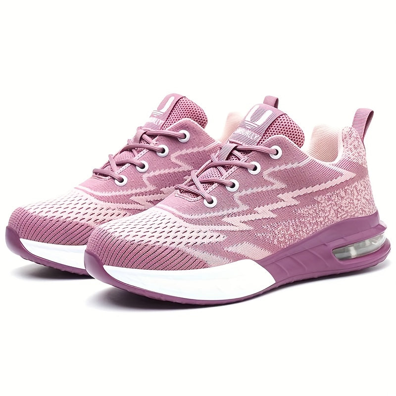 Women's Low-Top Air Cushion Steel Toe Sneakers for Work and Sports Pink Purple