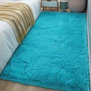 Alfombra de felpa ultra suave para cama, de pelo sintético y estilo shaggy, alfombra de dormitorio de 80x160 cm