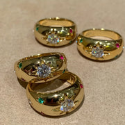 Gold Plated Star Ring with Cubic Zirconia for Weddings and Daily Wear