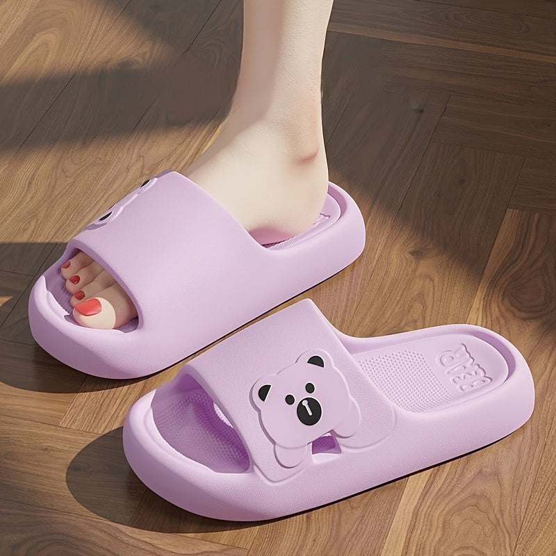 Unisex EVA Slippers Non-Slip Quick-Dry Open-Toe Bathroom Slides Gray White