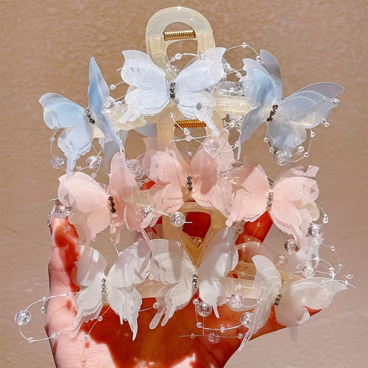 Large Plastic Butterfly Hair Clip for Women and Teens Elegant Solid Color Style