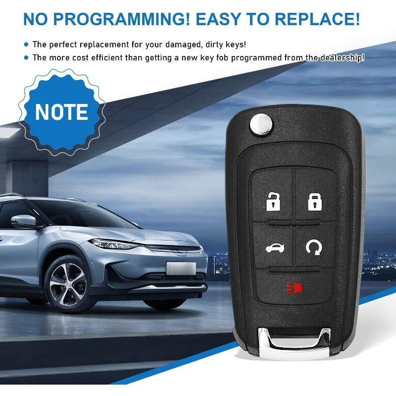 Car Key Shell Replacement ABS 5-Button Flip Key Durable and Easy to Install