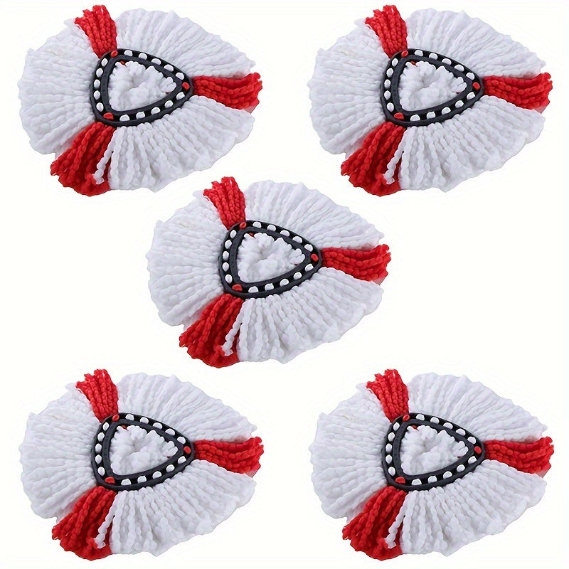 Oson Tozalash: Qizil va Oq Aylanuvchi Mop Boshlar bilan Bayram Qiling - 360° Aylanish, Ultra-M Yumshoq Material, Uy Tozalash Uchun Ideal