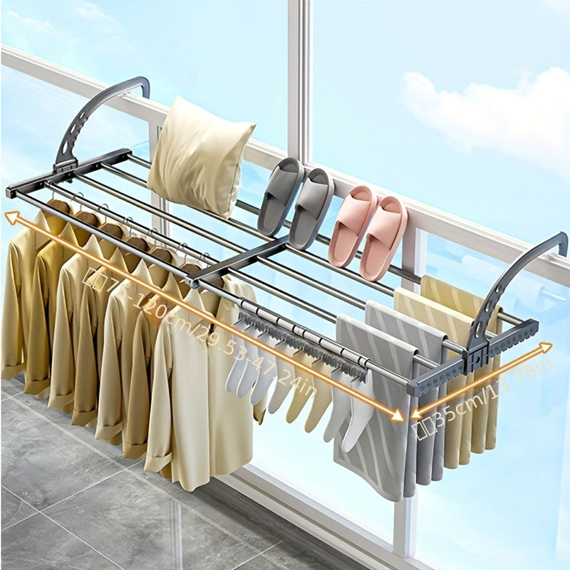Over-the-Door Clothes and Shoe Drying Rack Extendable Adjustable Hooks Space Saving Air Circulation