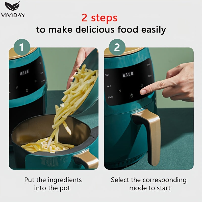 Freidora de aire eléctrica de gran capacidad de 4.5L, 1400W, enchufe estándar europeo para hornear en casa