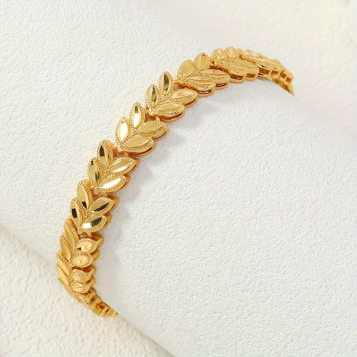 Gold Plated Tribal Design Copper Wheat Sheaf Open Cuff Bracelet for Women