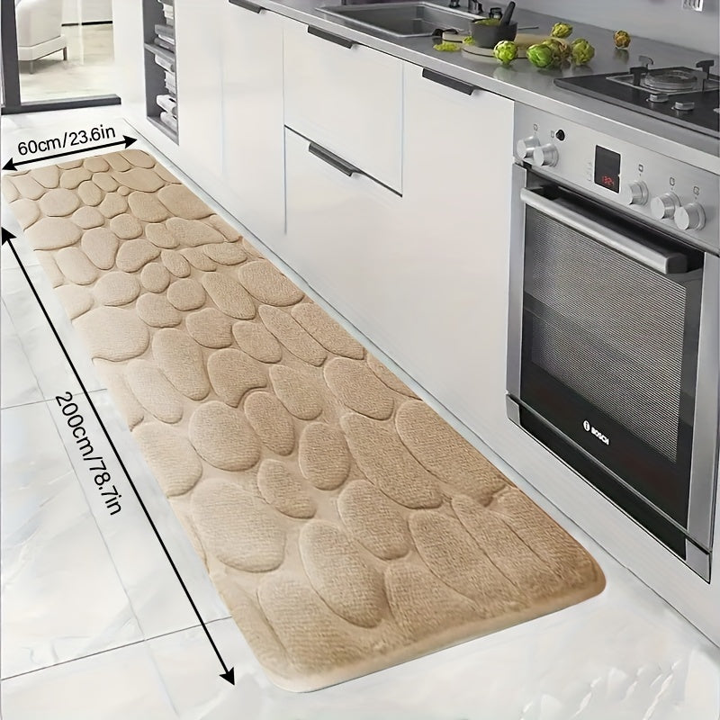 Alfombra de baño de espuma viscoelástica con relieve de piedra, antideslizante, suave, absorbente y lavable