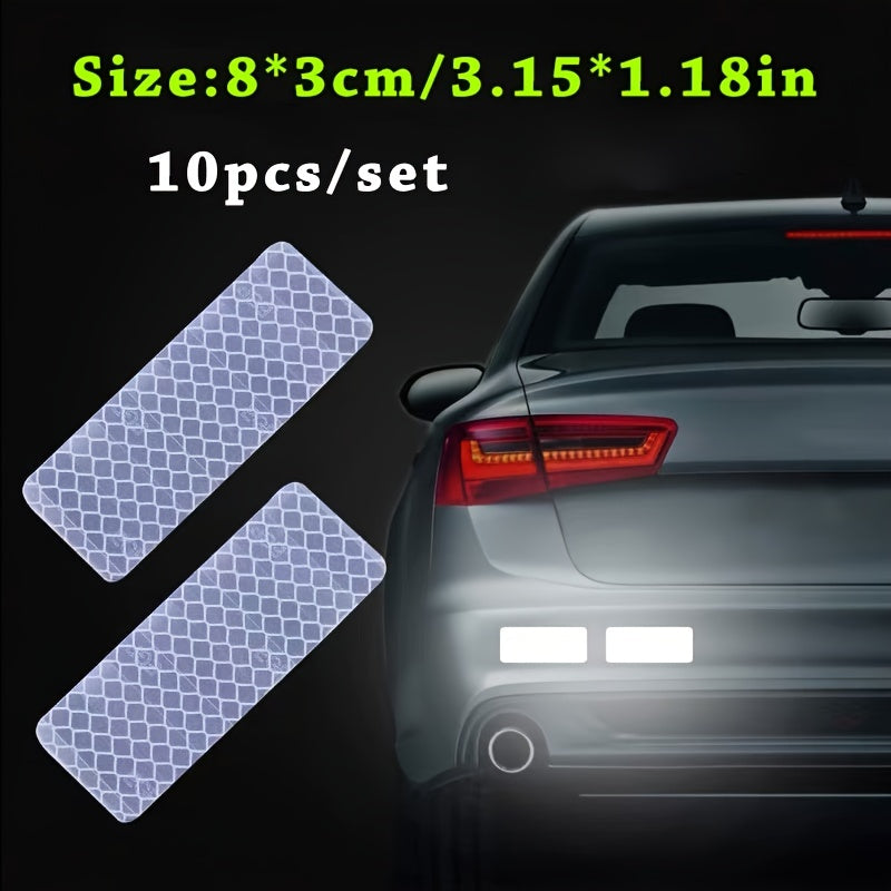10pcs Car Bumper Reflective Stripe Stickers for Night Safety and Style