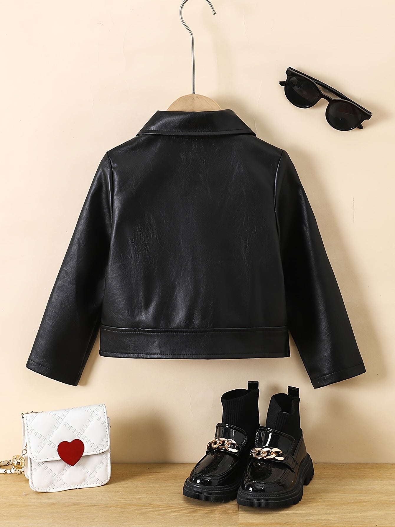 Детская куртка из искусственной кожи с длинным рукавом и однотонным цветом, осень-зима, стандартная посадка