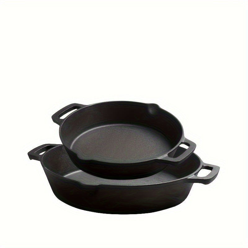 Thickened Cast Iron Skillet 26cm Dual Handles Non-Stick Oven Safe Induction