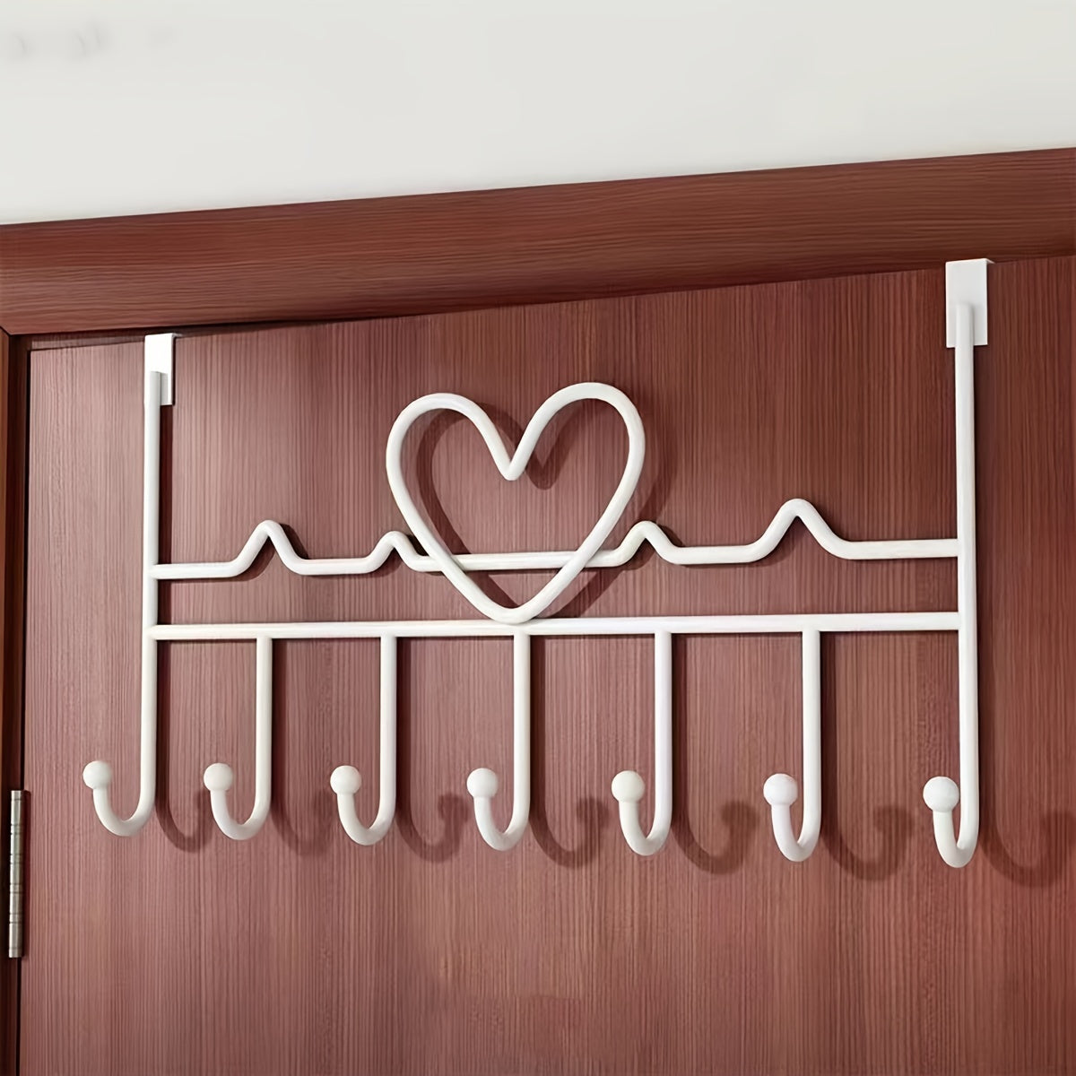 Heart-Shaped Metal Wall Hooks for Bags Keys Clothes No-Drill Door Mount Organizer