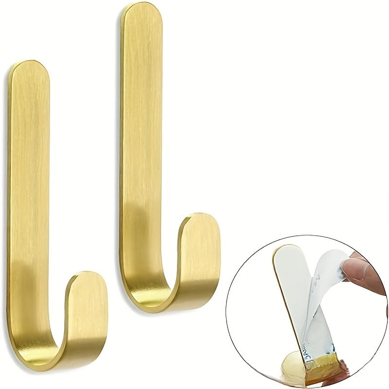 Set of 2 Brass Wall Hooks, Rust-Resistant Coat and Key Organizer