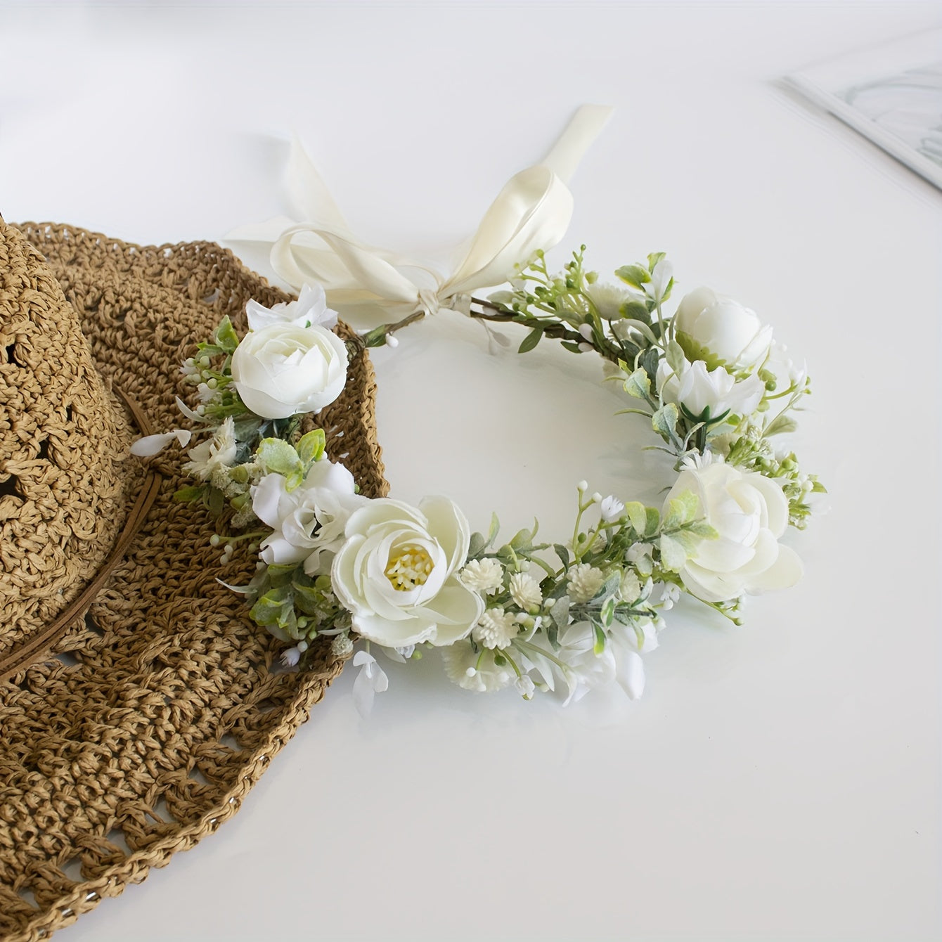 Bayramlar va yozgi partiyalar uchun ayollar moda aksessuari uchun faux gulchambar qiroli