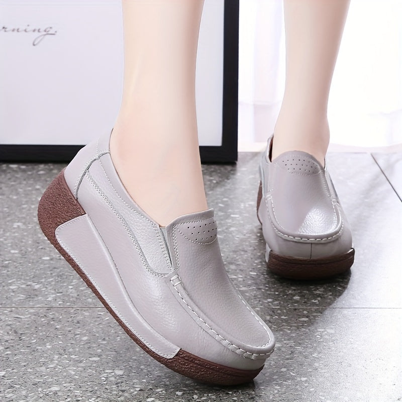 Women's Slip-On Platform Sneakers with Thick Sole and Round Toe for All Seasons