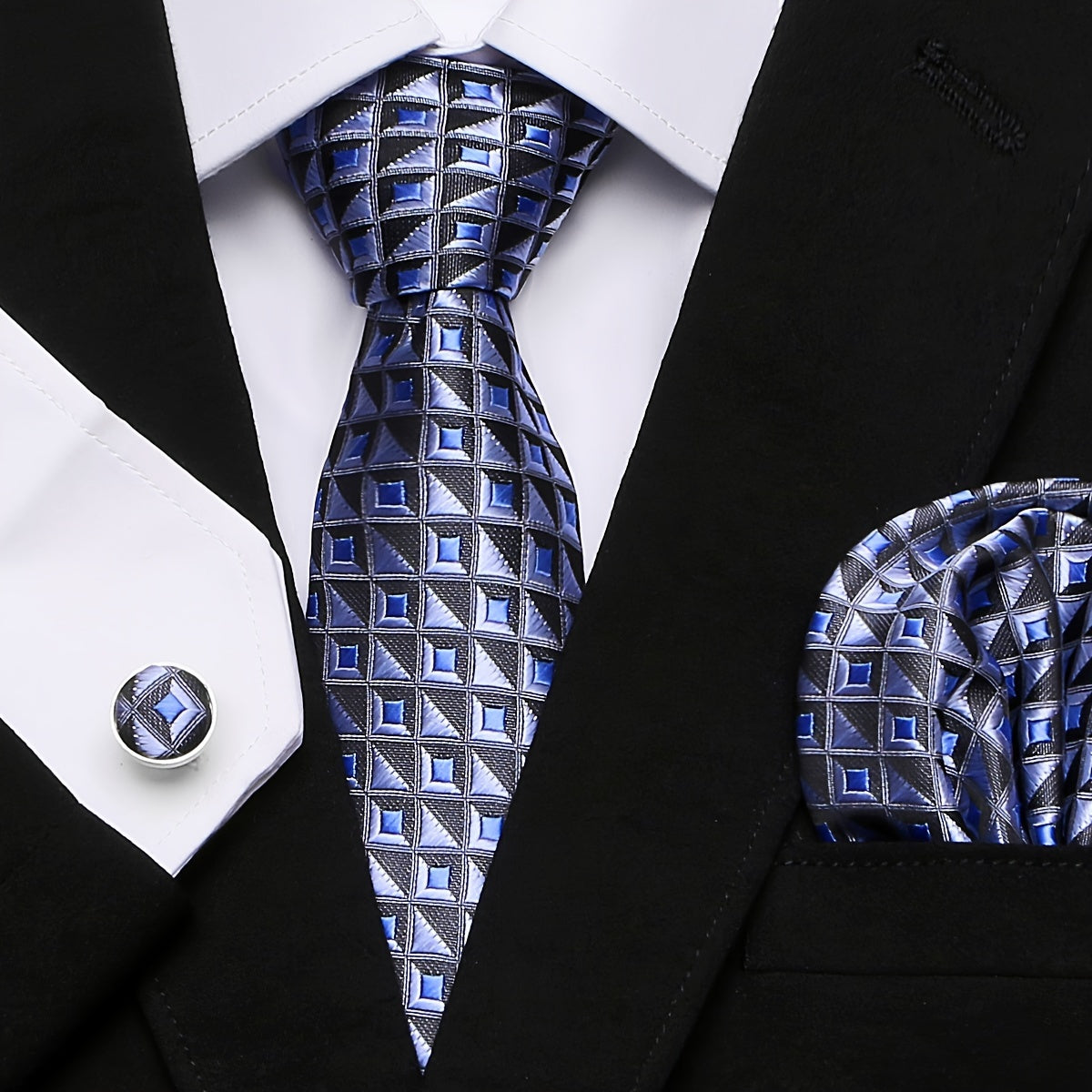 Elegant Paisley Stripe Tie Set with Pocket Square and Cufflinks for Weddings and Formal Events