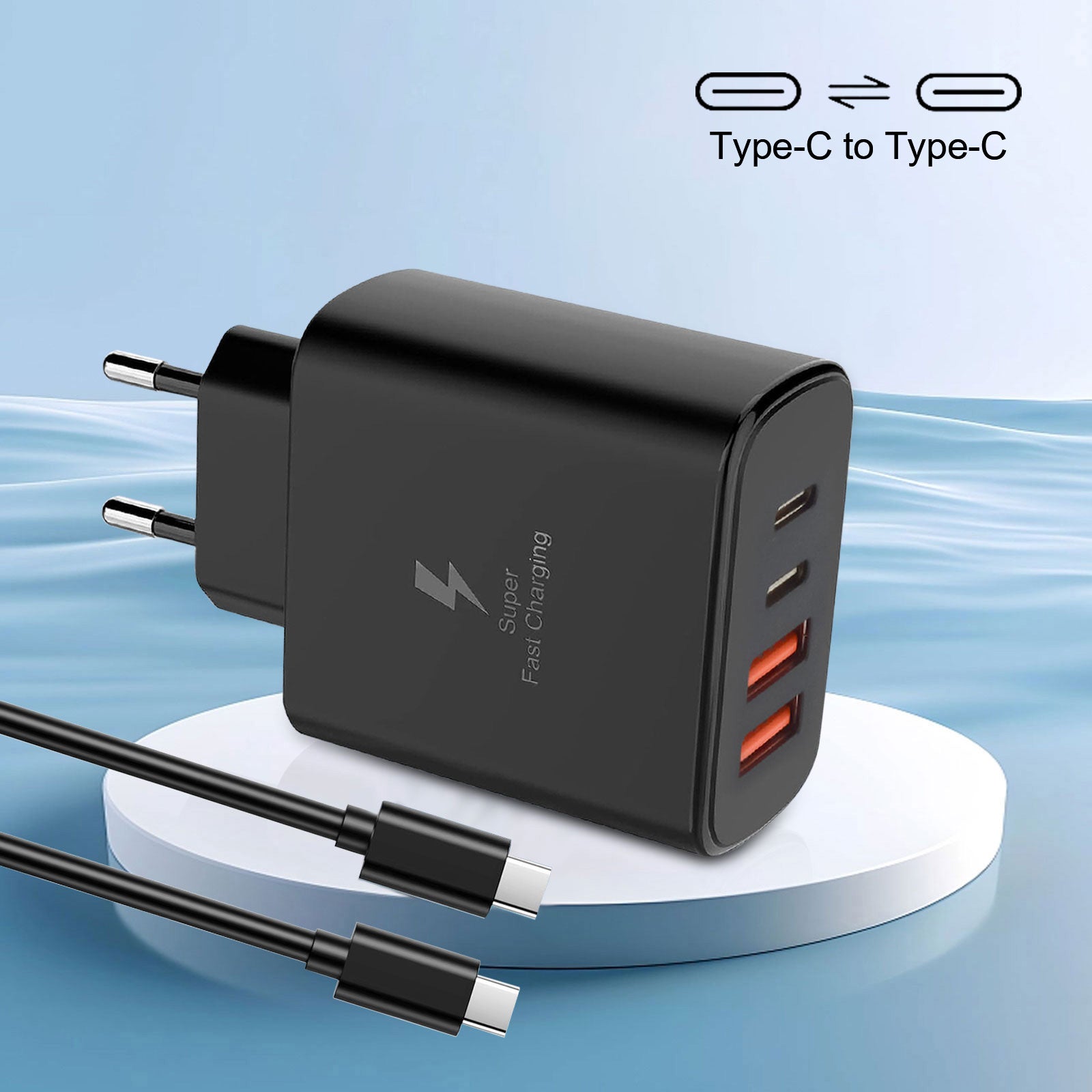 4-Port USB-C Fast Charging Wall Adapter 10-20W European Plug for iPhone iPad AirPods Galaxy