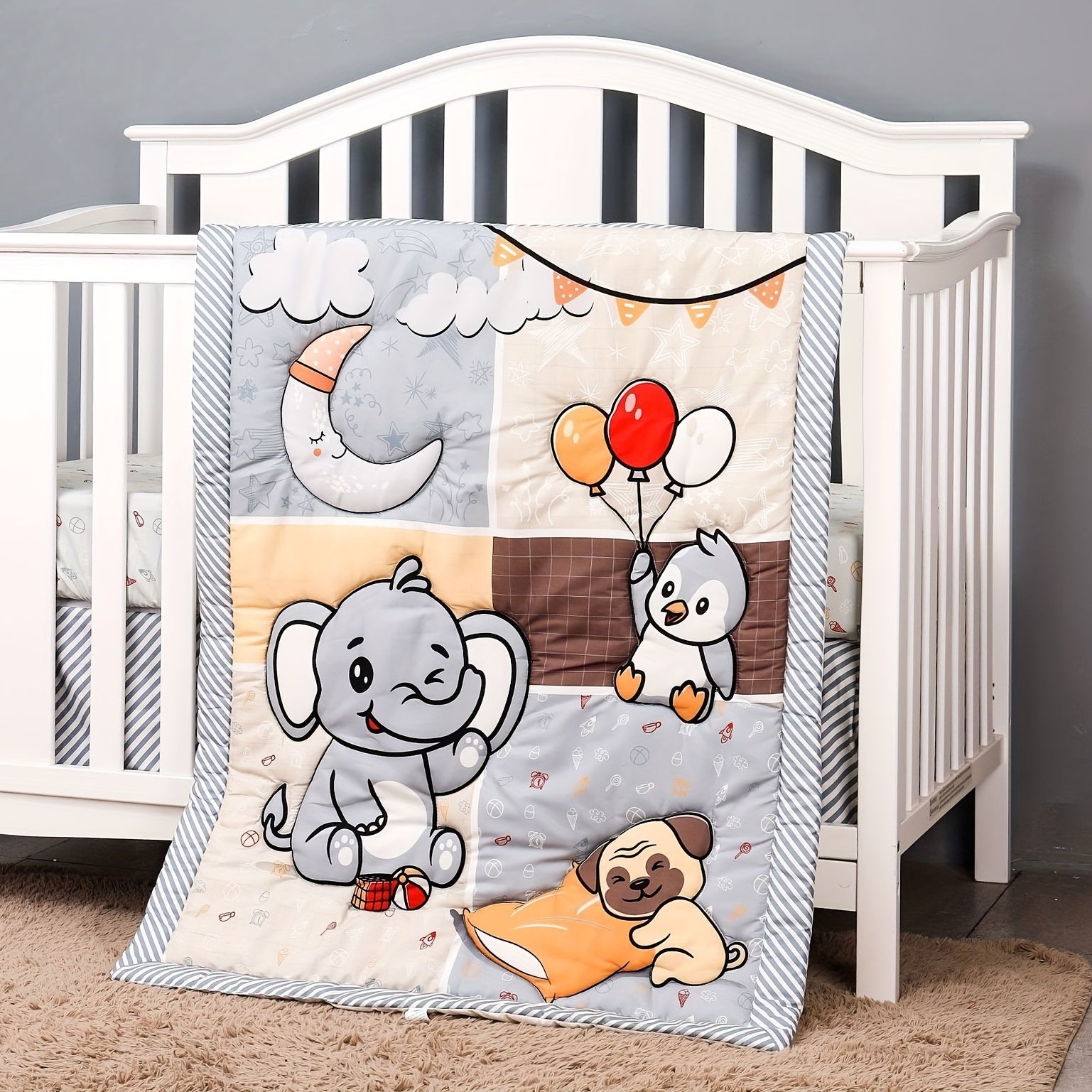 Baby Toddler Blanket All-Season Soft Quilt Elephant Penguin Design 83x107cm