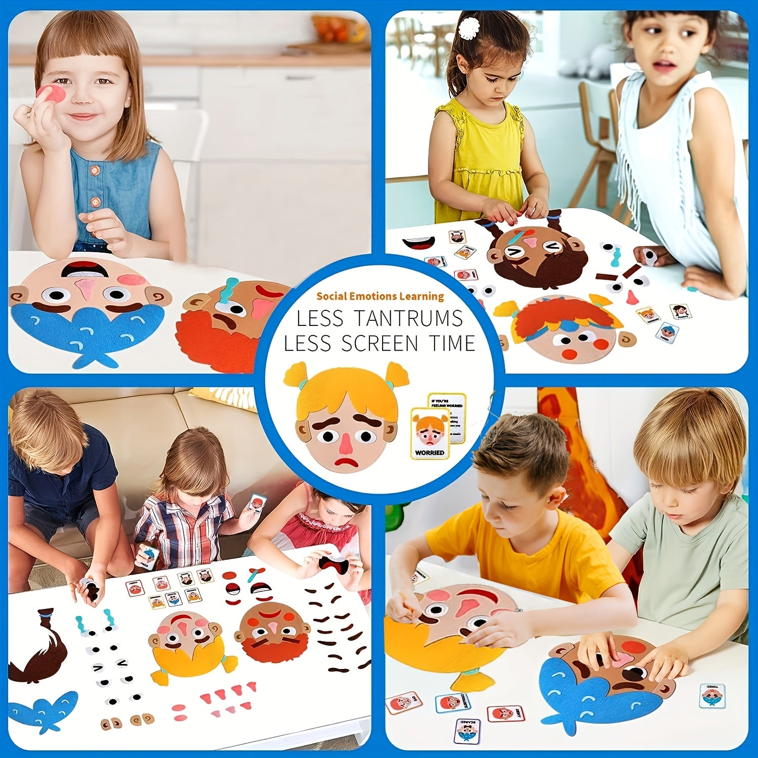 Children's Social and Emotional Learning Activities Kit with Facial Expression Games for Preschool Ages 3 and Up