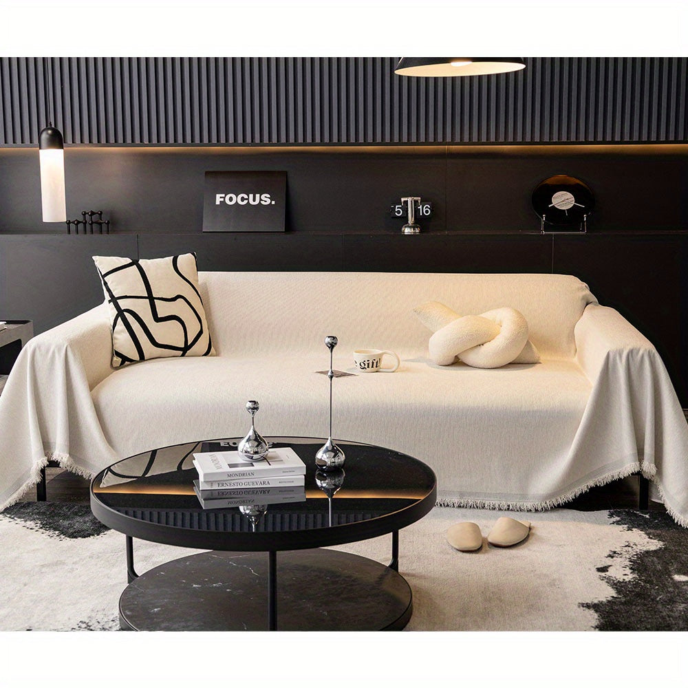 Tasselli suv o'tkazmaydigan divan qoplamasi, yuvilishi mumkin va bardoshli, yashash xonasi uy bezaklari uchun universal mebelni himoya qilish.