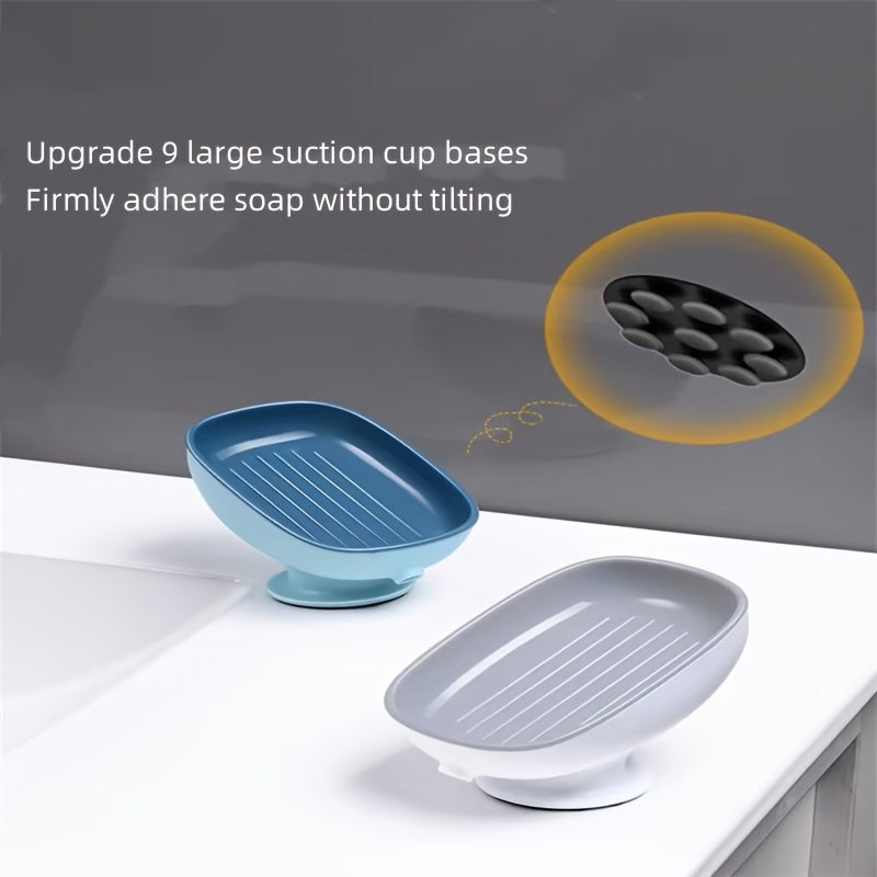 Suction Cup Soap Dish White Plastic No-Drill Bathroom Countertop Drainage