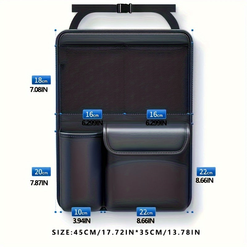 Органайзер для багажника SUV, складной, из PU-кожи, с несколькими отделениями, черный