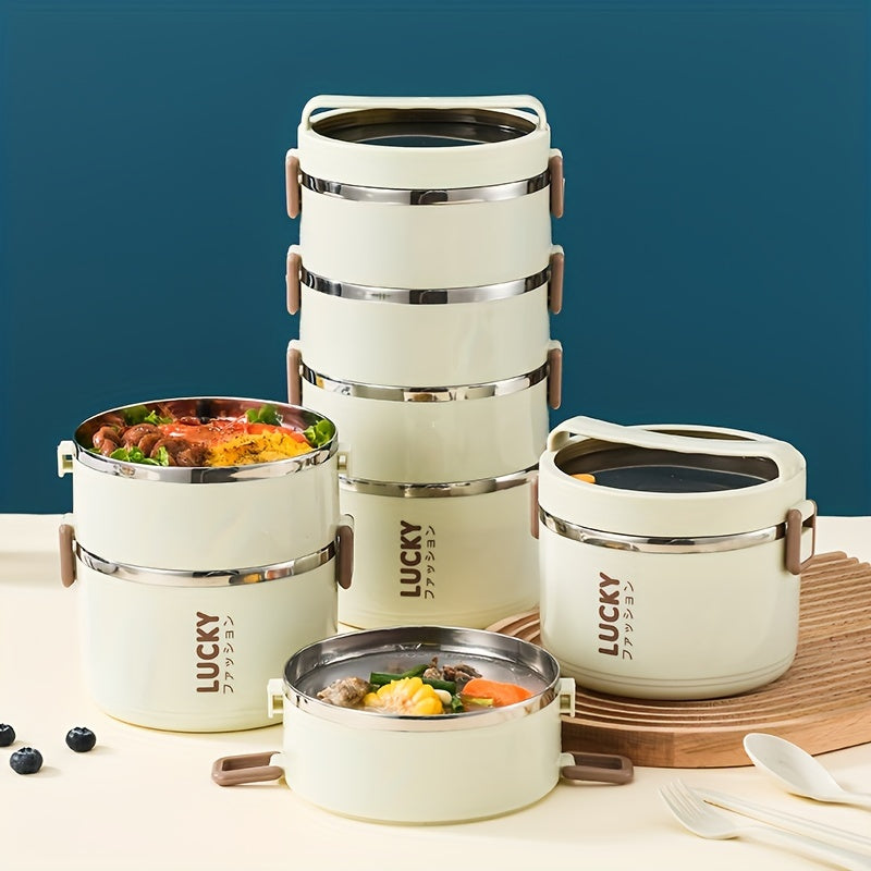 Juego de fiambrera de acero inoxidable con bolsa isotérmica y cubiertos para escuela camping