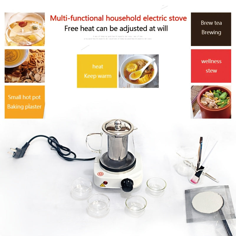Electric Stove with Adjustable Temperature Control Cast Iron Plate 500W White Black for Kettles Moka Pots