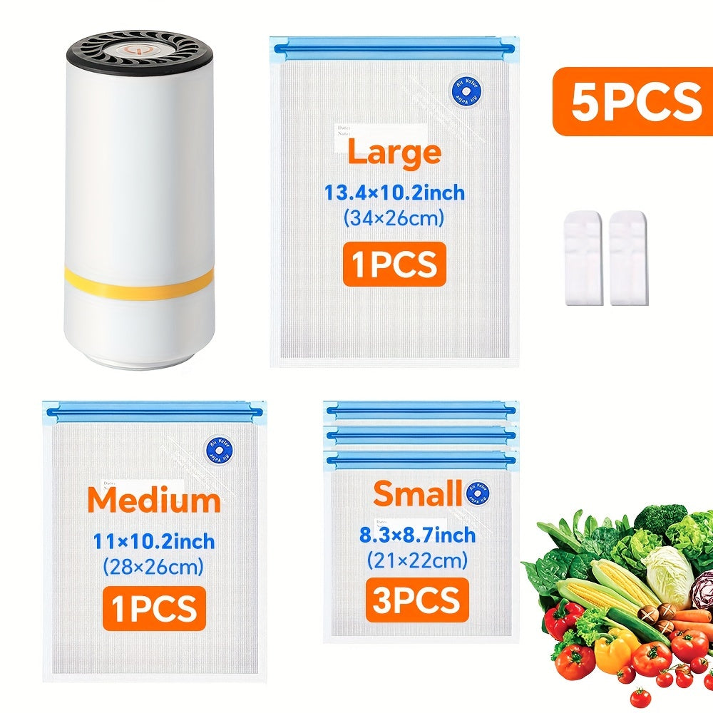 20pcs Food Vacuum Sealing Bags Set with Handheld Electric Vacuum Sealer