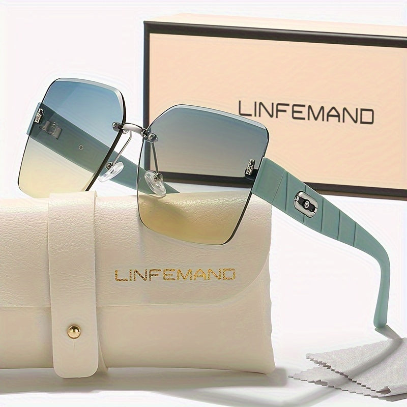 Oversized Frameless Gradient Fashion Glasses Women Casual Beach Eyewear