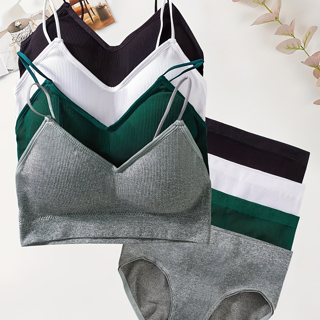 Women’s Seamless Cotton Lingerie Set with 4 Pairs of Bra and Panties