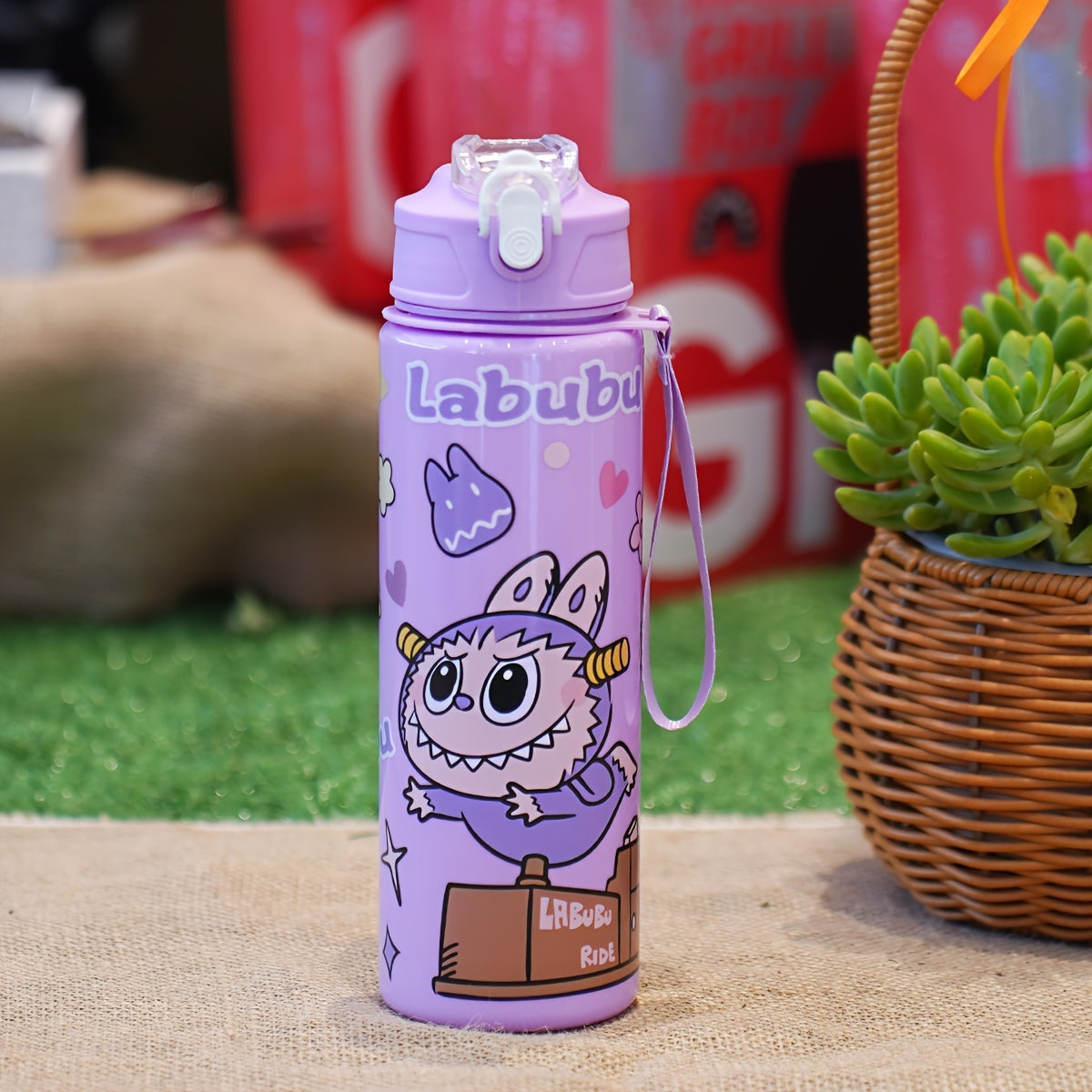 23oz suyuqlik o'tkazmaydigan portativ suv shishasi, sport, lager va maktab uchun qo'l halqasi bilan