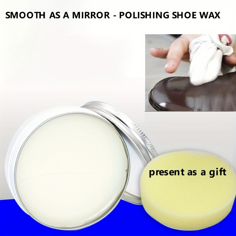 Leather Shoe and Leather Care Wax Set with Polishing Sponge and Oil
